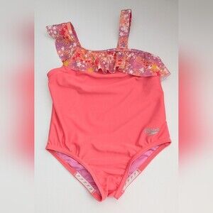 Speedo Girls' (Size 6) Ruffled Star Print 1-Piece Swimsuit/Bathing Suit